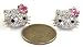 Large 3/4 Hello Kitty Crystal Stud / Post Earrings with Pink Flower Bow
