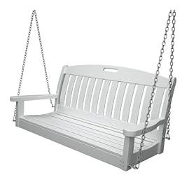 Polywood Outdoor Furniture Nautical 48 Inch Swing, White-Recycled Plastic Materials by Porch Swings