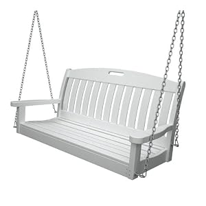 Polywood Outdoor Furniture Nautical 48 Inch Swing, White-Recycled Plastic Materials by Porch Swings