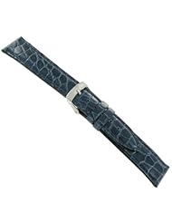 17mm Morellato Navy Genuine Leather Crocodile Grain Padded Stitched Semi-Gloss Watch Band Regular