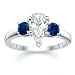 2.01 CT PEAR DIAMOND W ROUND BLUE SAPPHIRE RING 18K