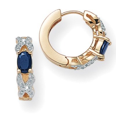 BLue Sapphire & Diamond Accent 18k Gold over Sterling Silver Earrings