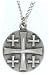 Jerusalem Cross Pendant with Bright Cut Accetns on 18stainless Steel Necklace Chain