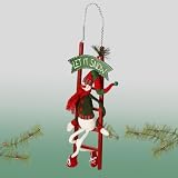 24 Snowman Door Hanger, Plush Fabric Snowman on Wood/ Wire Ladder. Use on Door or Tree.