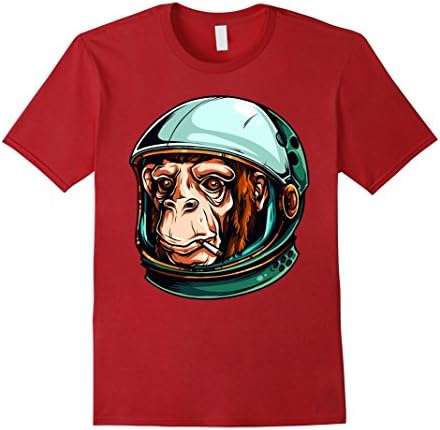 Men's Smoking Space Monkey Astronaut Funny T-Shirt XL Cranberry