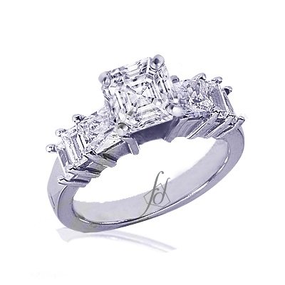 2.45 Ct Asscher Cut Diamond Engagement Ring 14K WHITE GOLD H-COLOR GIA