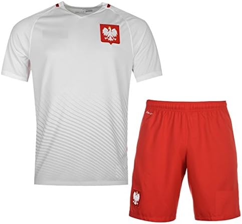 Poland White Soccer Jersey with FREE Shorts Set Kit Adult Mens Sizes S M L XL (White, US M (Asia XL))