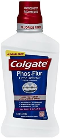 Colgate Phos Flur Ortho Defens Fluoride Rinse, Gushing Grape, 16-Ounce Bottle (Pack of 2) by Phos Flur