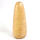 IMAGE OF Handmade Ceramic Spun-Bamboo-Style Obelisk Design Flower Vase In Earth Tones