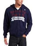 MLB Men's Minnesota Twins Arch Classic Long Sleeve Full Zip Hooded Fleece, Athletic Navy, Large