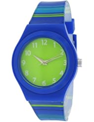 FMD Blue Green Striped Plastic UnisexWatch FMDX213