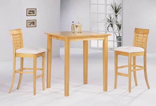3pc Maple Finish Wood Pub Bar Table 2 Stool Set