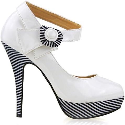 Lang Ying Women's White Strap Flower Ankle Strap Stiletto High Heels 10 M US