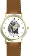Gordon Setter (SC) Dog - WATCHBUDDY&reg; CLASSIC DELUXE TWO-TONE THEME WATCH - Arabic Numbers-Brown Leather Strap-Women's Size-Small