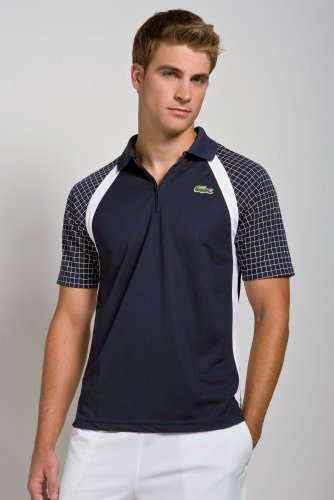 Super Dry Polo with Zipper Closure and Check Printed Sleeve