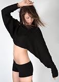 Denim Extra Large KD dance Sexy Bare Belly Cocoon Shadow Stripe Dance Top Made in NYC USA