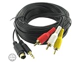 25' 7 Pin S-Video with 3.5mm Audio to 3 RCA Composite Cable PC to TV