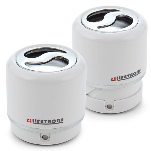 Buy Lifetrons DrumBass II Extendable Rechargeable Speaker White Ivory Stereo Edition For iPod, iPhone 4GS, Ipad & MP3 Players Promo Offer