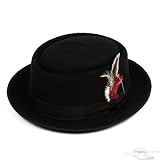 Porkpie Rabbit Fur Felt Hat-Black