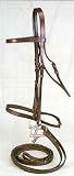 NEW Brown Flat Hunt Leather Snaffle Bridle w Laced Rein
