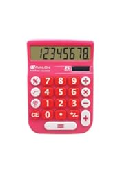 CE: Avalon 8 Digit Dual Powered Desktop Calculator, LCD Display, Pink - BHRS Group