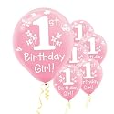 Girl's 1st Birthday 12in Balloons 6ct