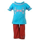 Toddler Little Girls Fall Clothes TURQUOISE Legging Set FLAPDOODLES Girl 2T-6X