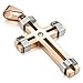 Men's Stainless Steel Pendant Necklace CZ Silver Tone Rose Gold Cross -with 23 inch Chain