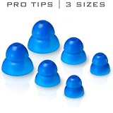 JBuds Pro Tips: (3 Pair, S-M-L Pack, Blue) Double flange noise isolating silicone replacement buds-style cushions. Universal for most earbuds / in-ear earphones.