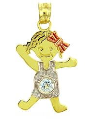 Baby Girl CZ Crystal 14K Tri-Color Gold Charm