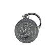 St. Christopher Cast Pewter Round Medal Key Ring with Bright Cut Accents. 1-1/4" Stainless Steel Ring