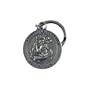 St. Christopher Cast Pewter Round Medal Key Ring with Bright Cut Accents. 1-1/4" Stainless Steel Ring
