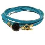 Obsidian Bracelet 25 Wrap Faceted Black Heart Turquoise Leather Genuine Stone Gold Clasp Crystal Healing Anklet