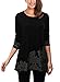 DJT Women's Scoop Neck Long Sleeve Stretchy Irregular Hem Casual Top Blouse