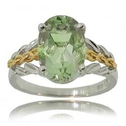 Green Amethyst Praisiolite Ring White & Yellow 18K Gold - 4 CT TW