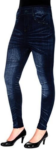 Women's Denim Jean Look Seamless Jeggings in 9 Different Fashion Prints