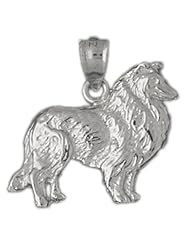 CleverEve Designer Series Sterling Silver Pendant Collie Dog