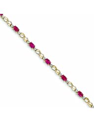 3.2 Carat 14K Gold Diamond and African Ruby Oval Bracelet