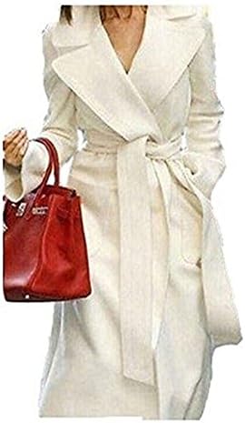 Herrew Women's Wool Cashmere Winter Noble Long White Jacket Coat (White,2XL)