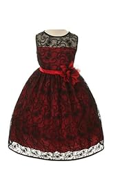 Girls Tea Length Sweater  Lace  Dress With Pearls