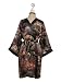 Dynasty Robes 100% Silk, Women's Short Robe with Kimono Collar-Vintage Lotus