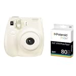 Fujifilm Instax MINI 7s White Instant Film Camera + Polaroid ZINK Photo Paper - 80 sheets