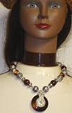 Amber and Antique Silver Beads Dylan Necklace for Women and Teens