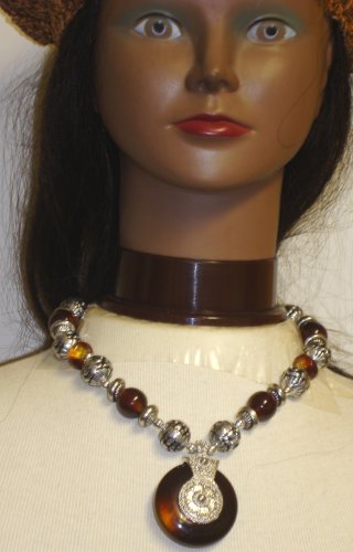Click here to buy Amber and Antique Silver Beads Dylan Necklace and Earrings for Women and Teens.