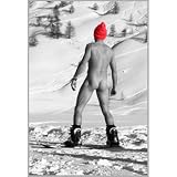 Fax Potato Greeting Card - Naked Man Skiing - For birthday, Christmas, Anniversary, Christening, Graduation, Maternity, New Job, Retirement, New Home, Congratulations, Get Well Soon, Good Luck, Valentines Day, Sorry