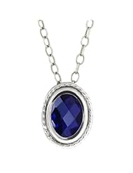 0.65 Ct 7X5mm Oval Iolite Checkerboard 925 Sterling Silver Pendant 18"