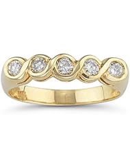 0.30 Cts Diamond Five Stone Ring in 14K Yellow Gold