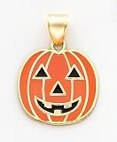 Orange Enameled Pumpkin Charm, 14K Yellow Gold