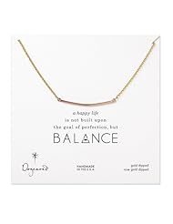 Dogeared Balance Large Square Bar Necklace, Rose Gold Dipped