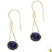 18k Gold Overlay Sterling Silver Oval Purple Cubic Zirconia East-West Drop Earrings